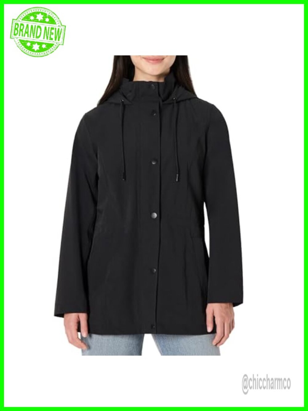 Women's Lightweight Waterproof Hooded Long Rain Jacket